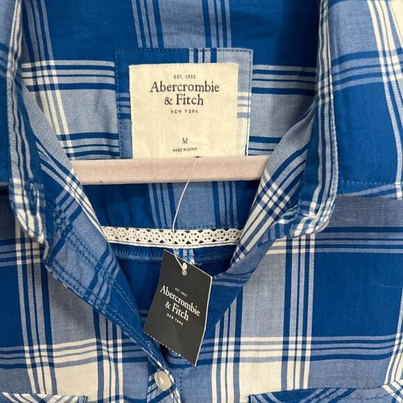 Abercrombie & Fitch Plaid Long Sleeve Shirt Size M NWT - Picture 7 of 9